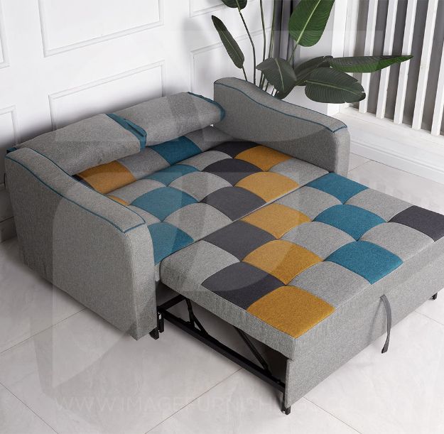 Picture of Aspen Sofa Bed - Yellow/Blue Patchwork