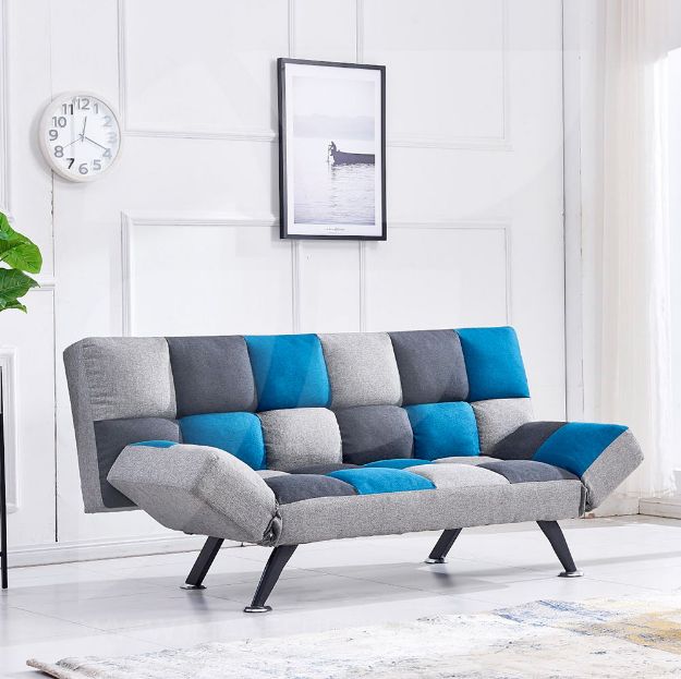 Picture of Boston Sofa Bed - Teal/Grey Patchwork
