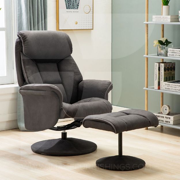 Picture of Kenmare Chair & Footstool - Dark Grey