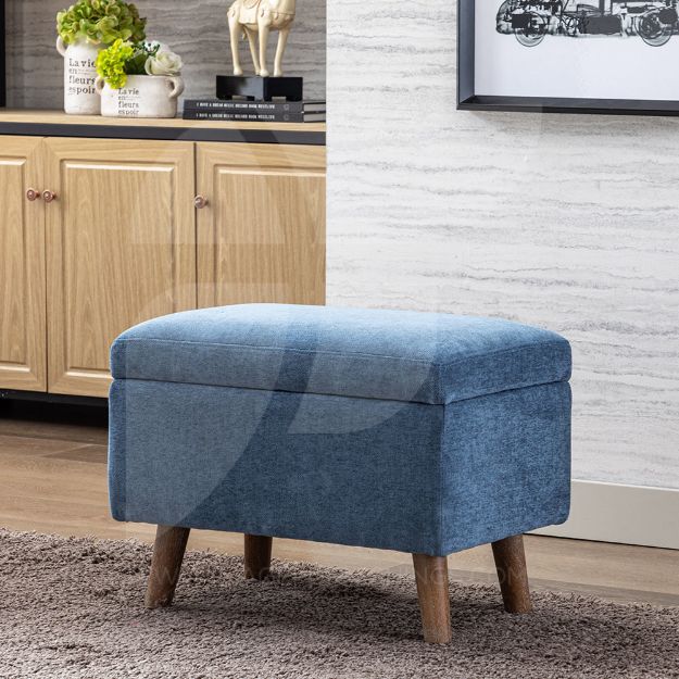 Picture of Nina Storage Footstool - Denim Blue