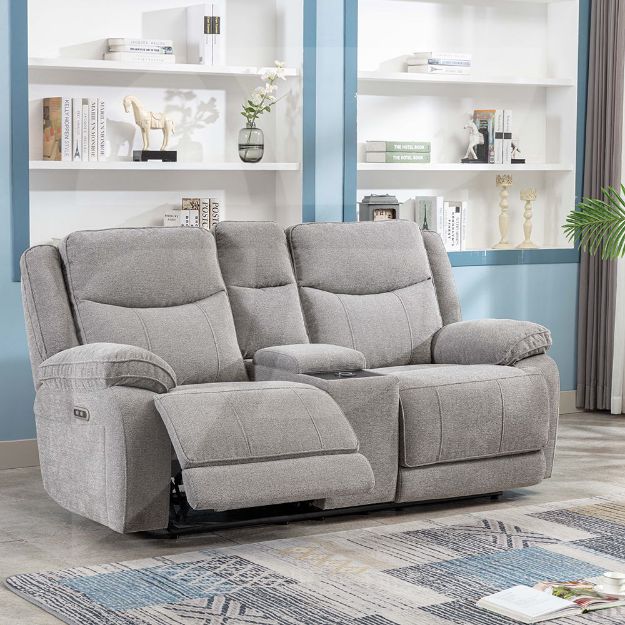Picture of Herbert 2 Seater w/ console - Light Grey