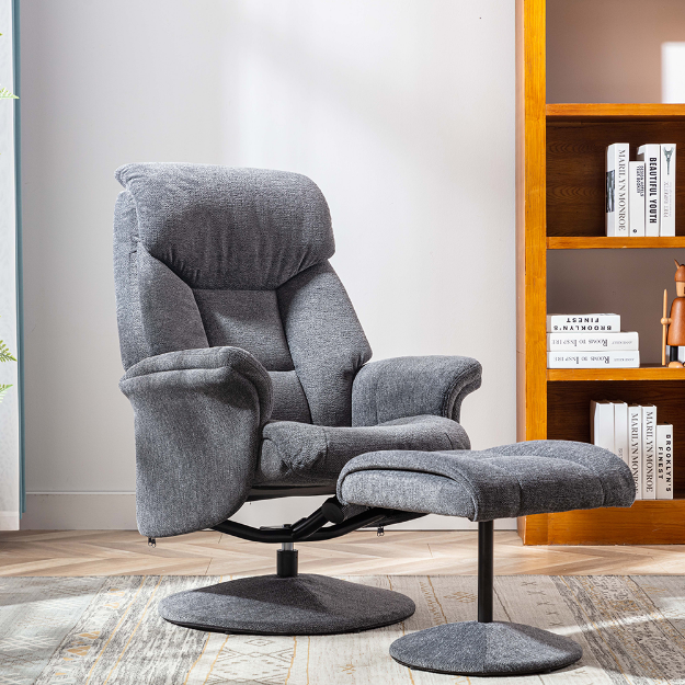 Grey chair clearance with footstool