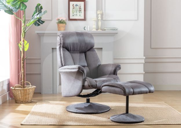 Grey chair deals and footstool