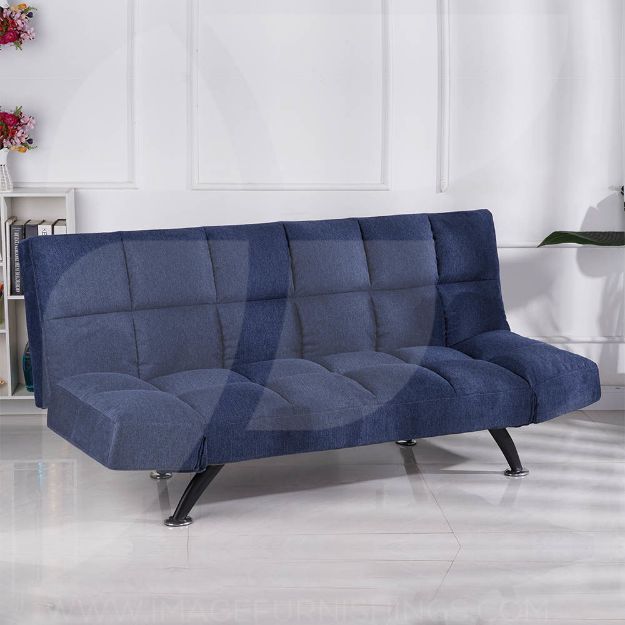 Blue futon sofa discount
