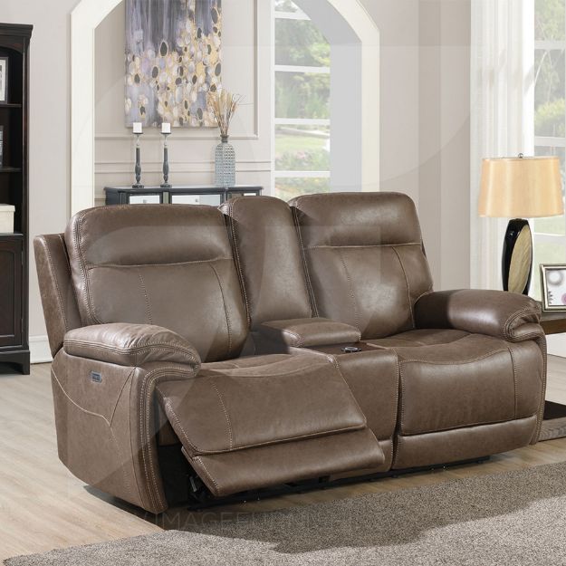 Picture of Glenwood 2P Loveseat w/ console & wireless charger - Chestnut