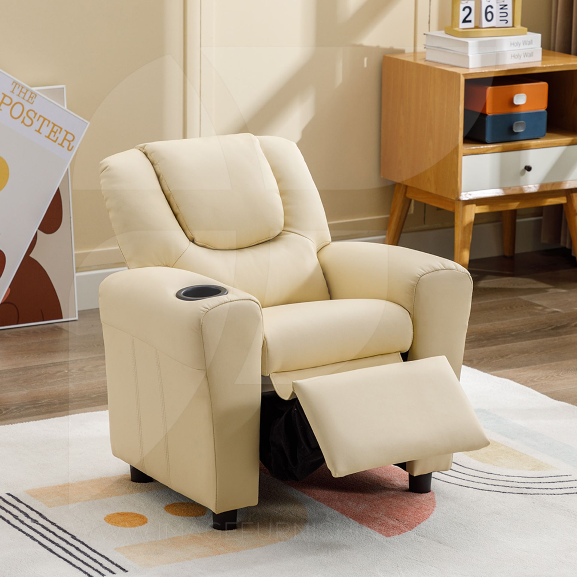 Image Furnishings. Kids Recliner w. Cupholder Beige