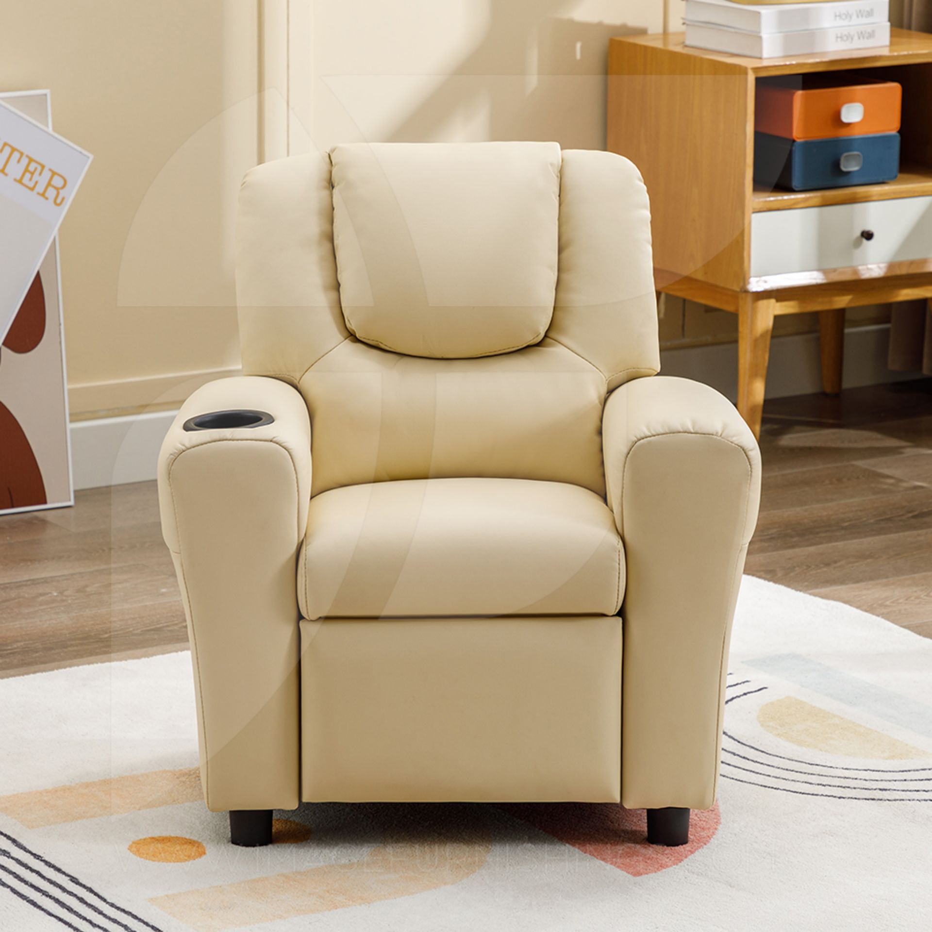 Image Furnishings. Kids Recliner w. Cupholder Beige