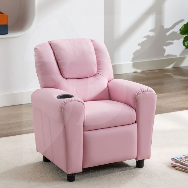 Picture of Kids Recliner w. Cupholder - Light Pink 