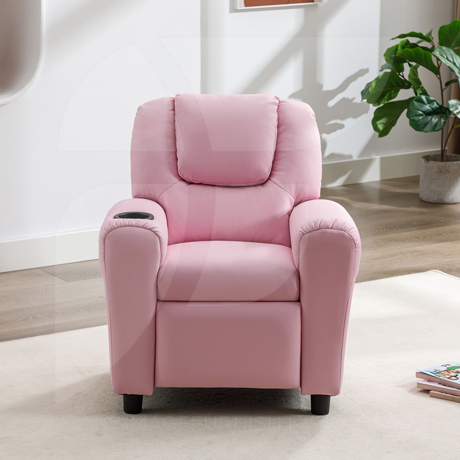 Image furnishings kids recliner w cupholder light pink
