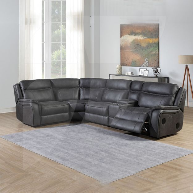 Picture of Phoenix Technology Sectional RH w/2 Cooler Cupholders, Wireless Charger, Speakers & Drawer