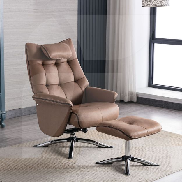 Picture of Orson Recliner Chair & Ottoman Chestnut
