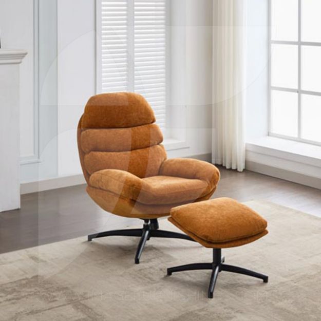 Picture of Clark Leisure Chair w/ Footstool - Gold
