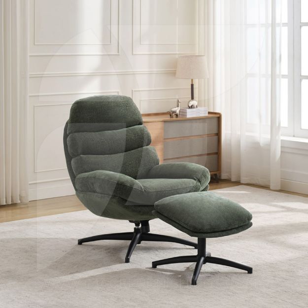 Picture of Clark Leisure Chair w/ Footstool - Winter Moss 