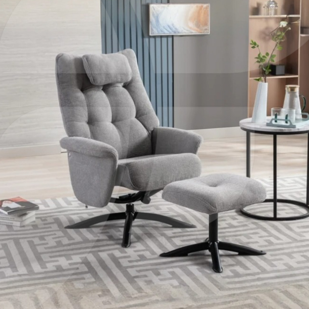 Picture of Orson Recliner Chair & Ottoman Herbert Dark Grey 
