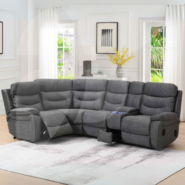 Picture of Noah Tech RAF Sectional 2-C-1 & Console - Dark Grey & Matching Piping