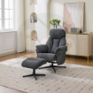 Picture of Sloane Swivel Leisure Chair w/ Footstool (Black base) - Dark Grey