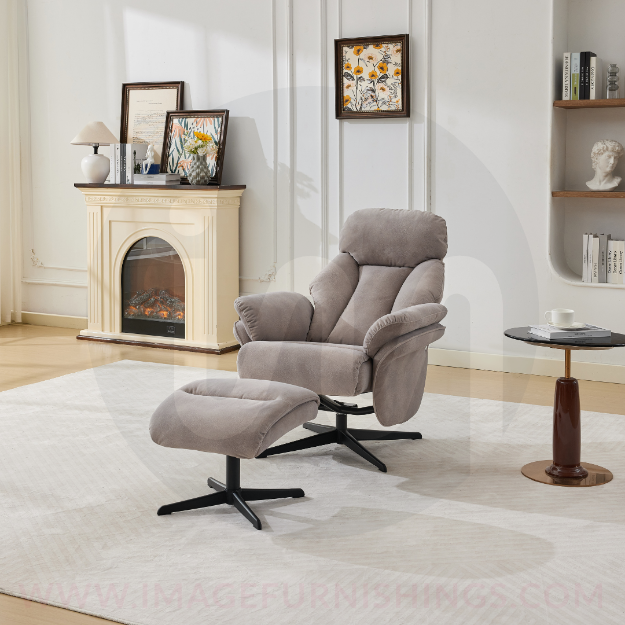 Picture of Sloane Swivel Leisure Chair w/ Footstool (Black base) - Oyster