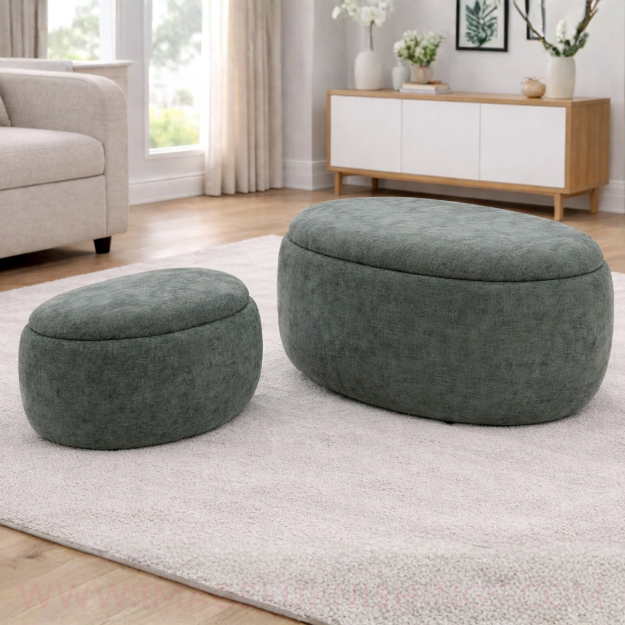 Picture of Lenzie 65cm Storage Ottoman - Liberty Winter Moss