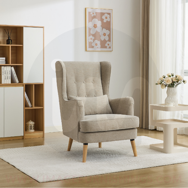 Picture of Lila Chair w/ Pillow Wing chair - Beige