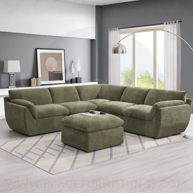 Picture of Malton 2-C-2 w/ Ottoman Sectional Sofa - Forest Green