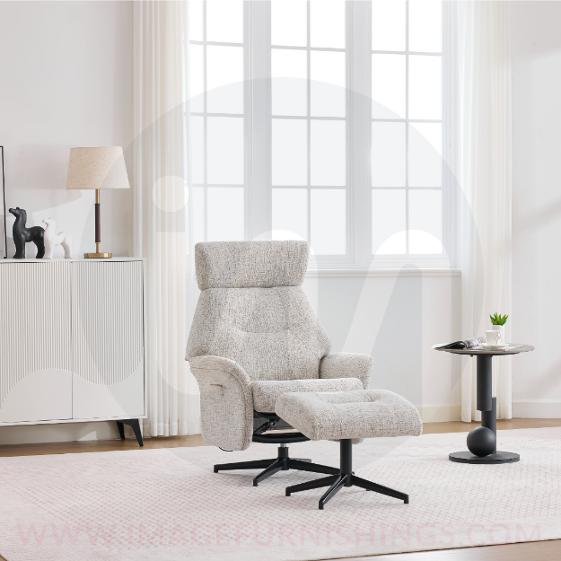 Picture of Mira Swivel Chair and Footstool - Beige