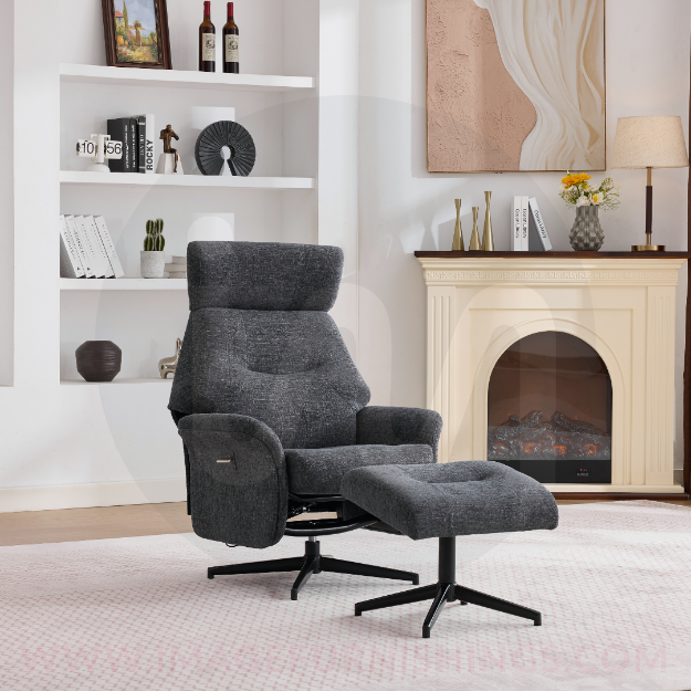 Picture of Mira Swivel Chair and Footstool - Dark Grey