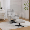 Picture of Reagan Swivel Leisure Chair w/ Footstool (Black base) - Pearl Grey