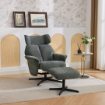 Picture of Reagan Swivel Leisure Chair w/ Footstool (Black base) - Winter Moss