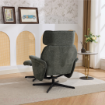 Picture of Reagan Swivel Leisure Chair w/ Footstool (Black base) - Winter Moss